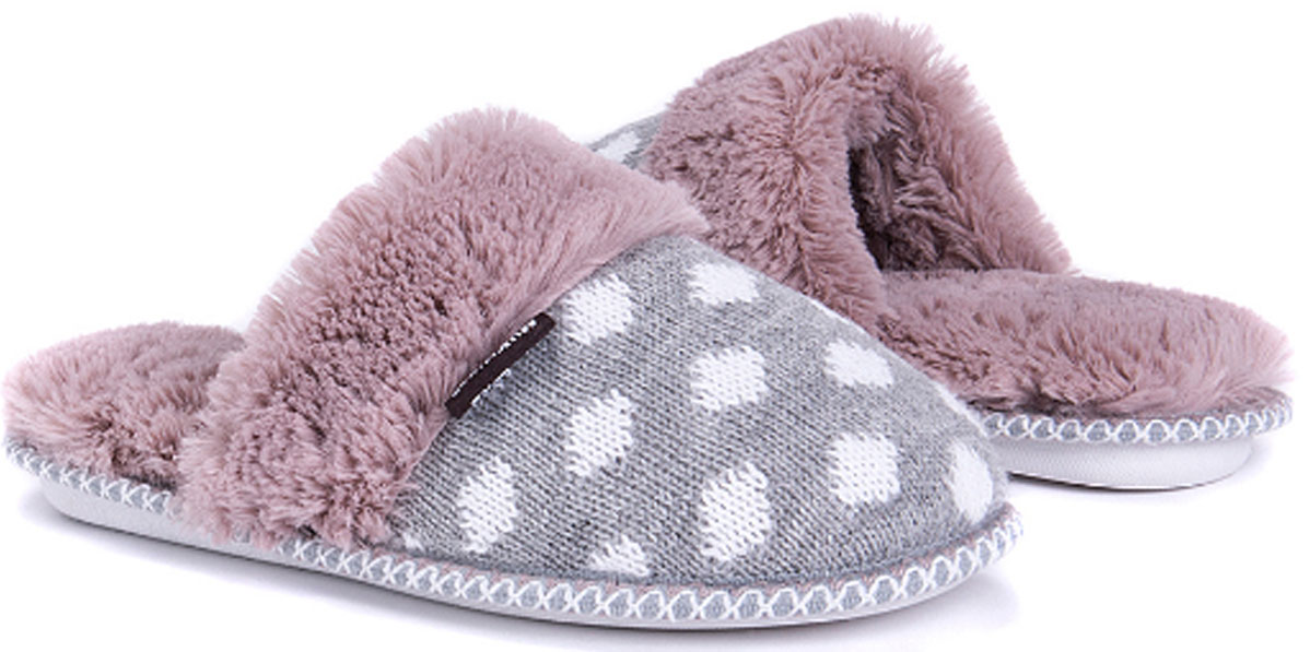 Muk Luks White & Purple Polka Dot Frida Slippers