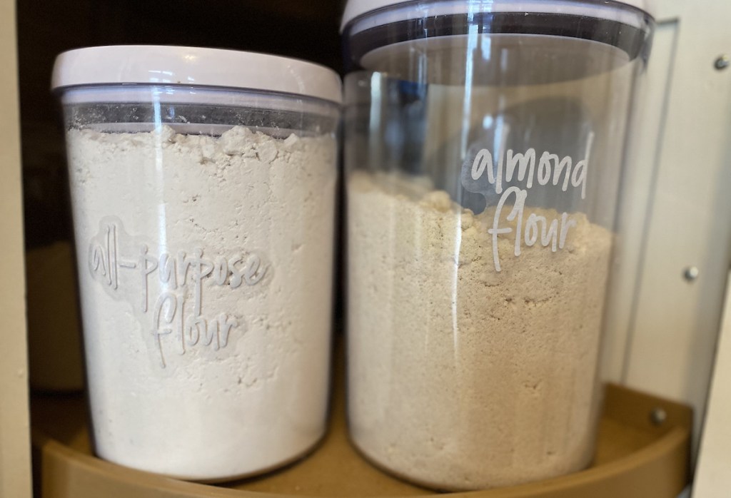 clear food storage containers with flours