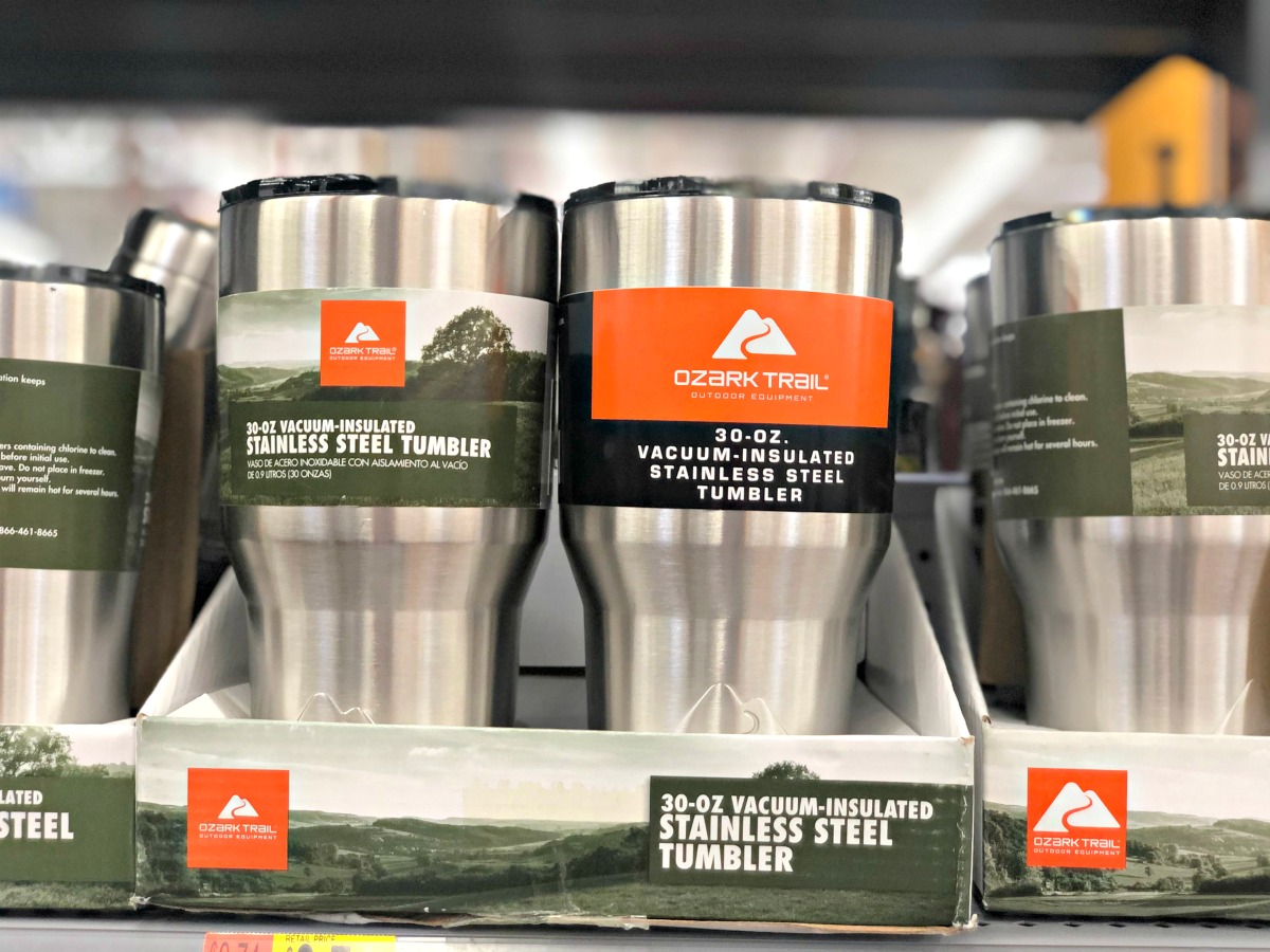 ozark trail stainless cup on store shelf