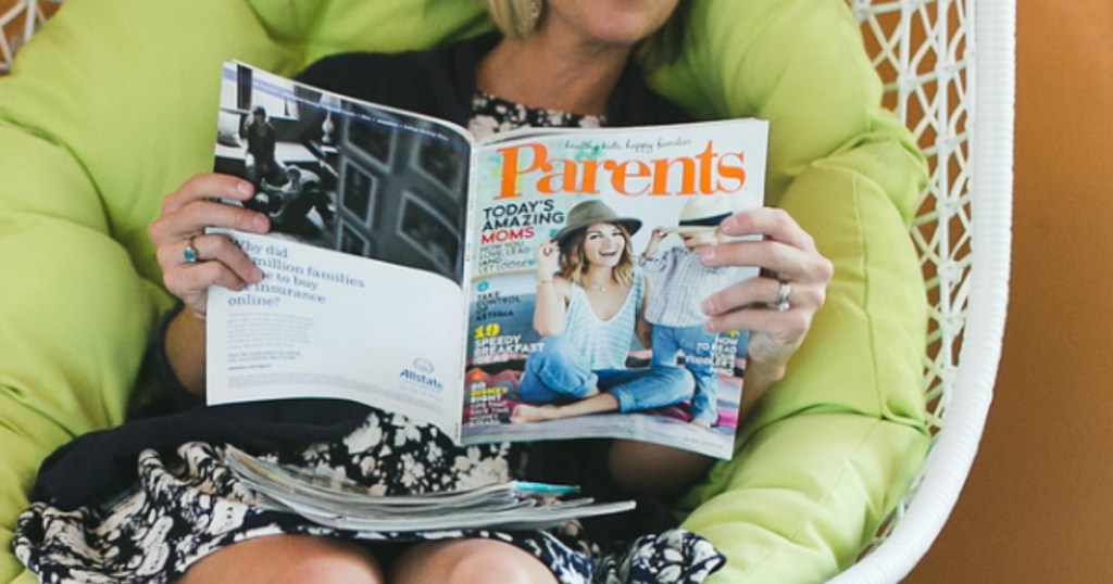 woman reading magazine while lounging on chair