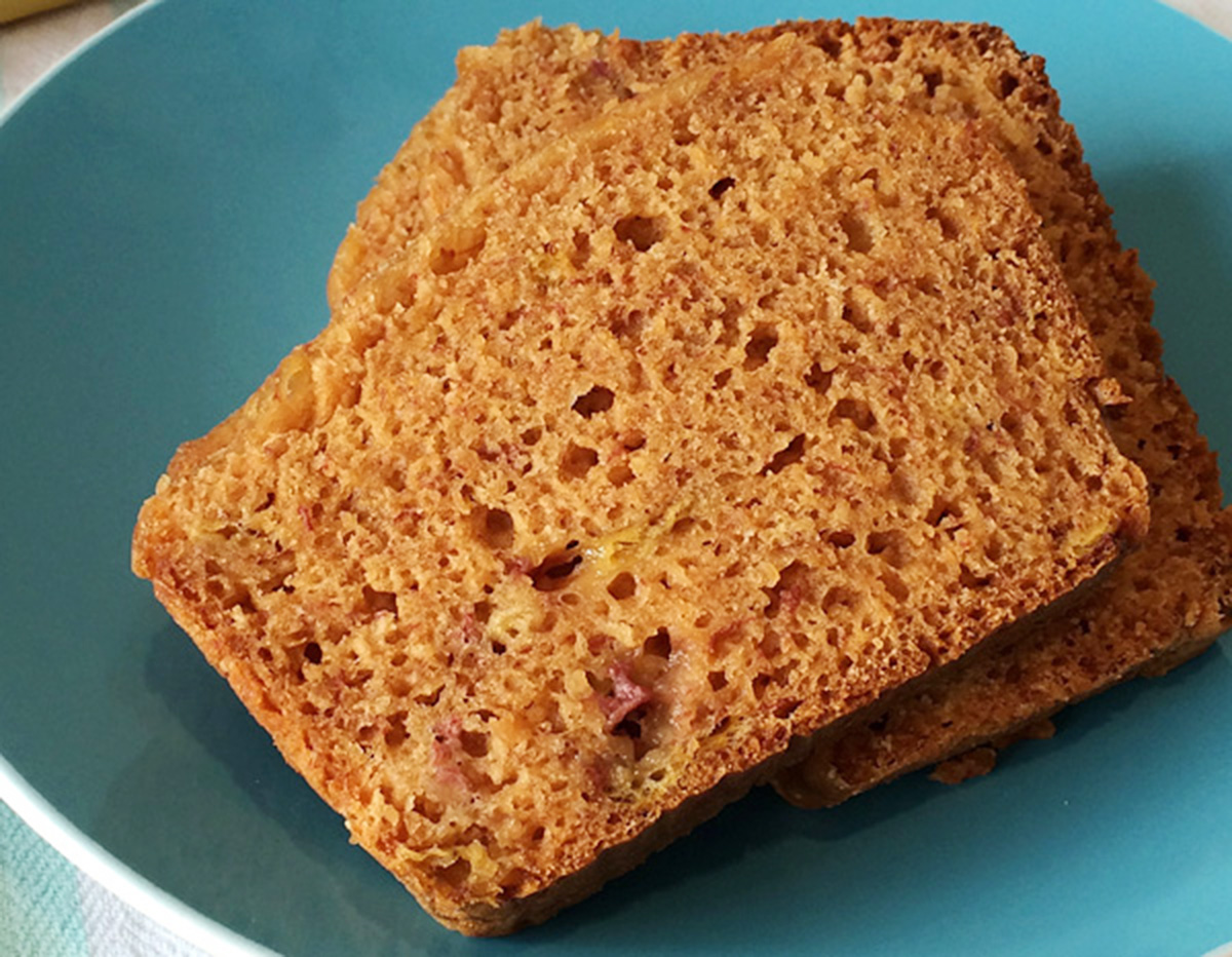 piece of banana cake on a plate