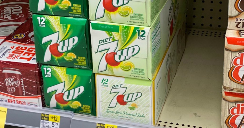 soda on a shelf in a store