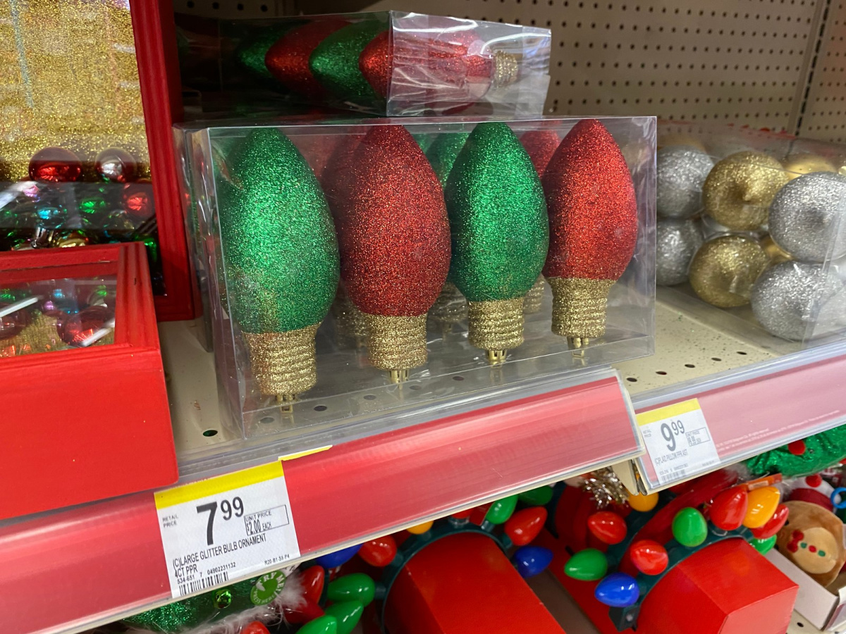 giant glitter Christmas light bulbs