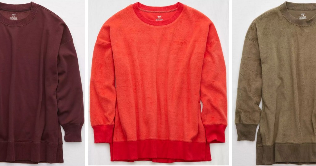 3 different Aerie Oversized Coziest Desert Sweatshirts