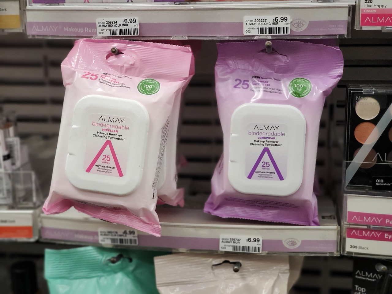 Almay Makeup Remover Wipes on CVS display