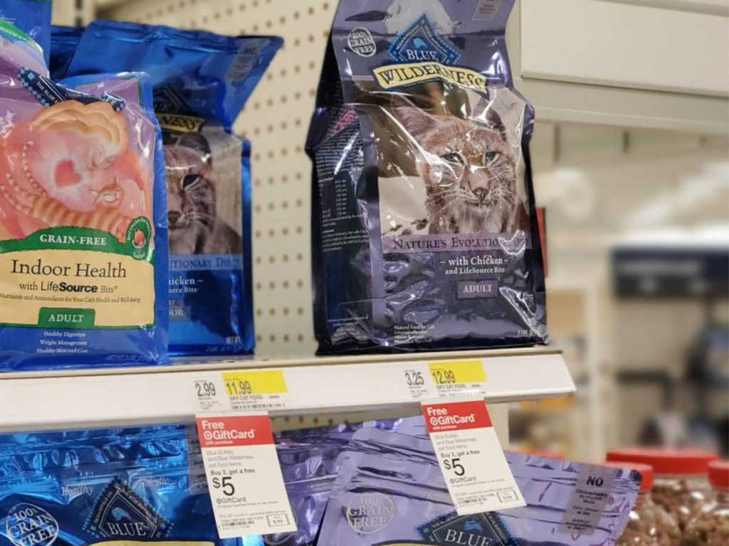 Blue Wilderness Cat Food on shelf at target