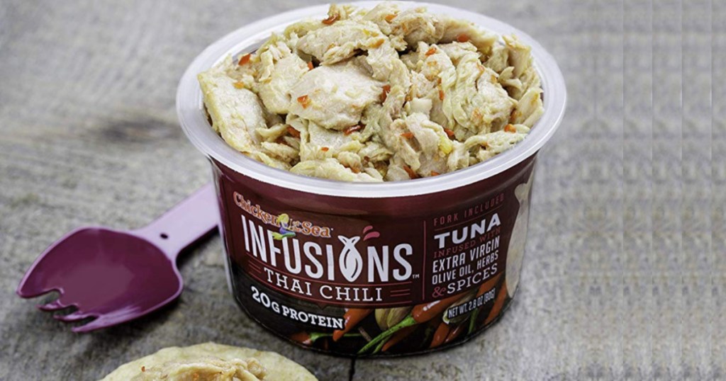 Chicken of the Sea Infusions Thai Chili in bowl open with purple spork next to it