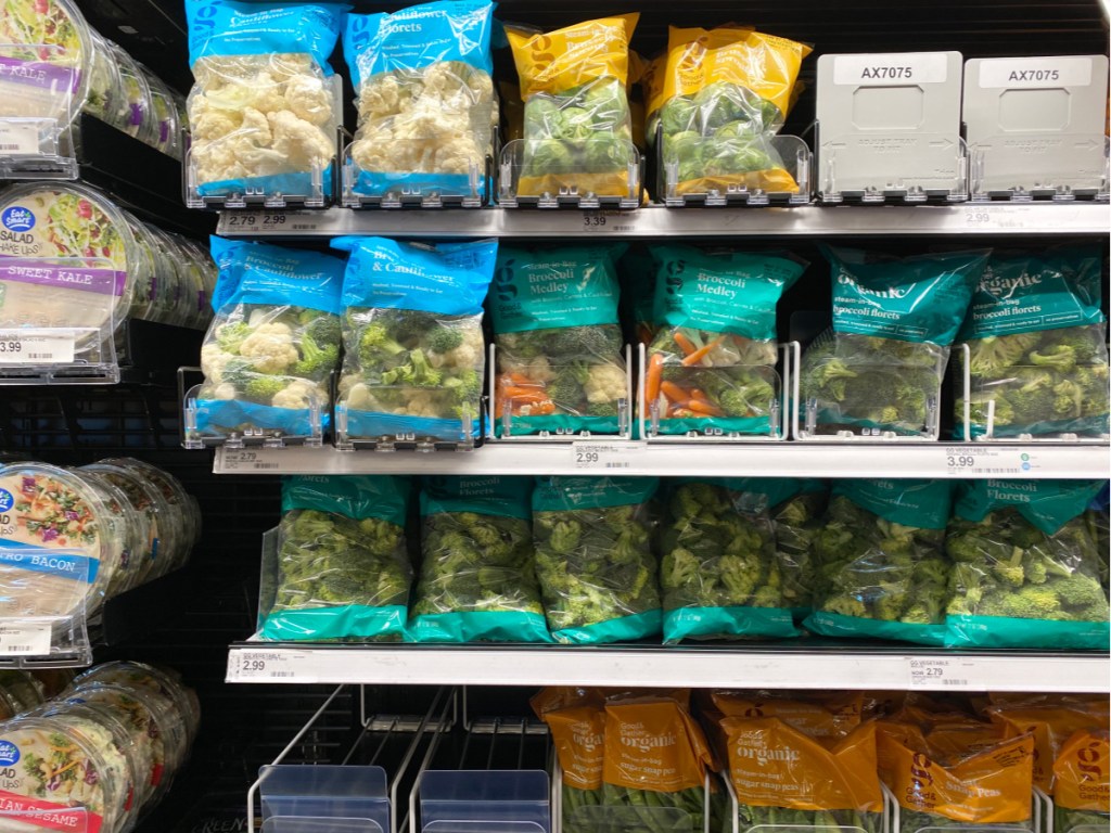 vegetables on shelf