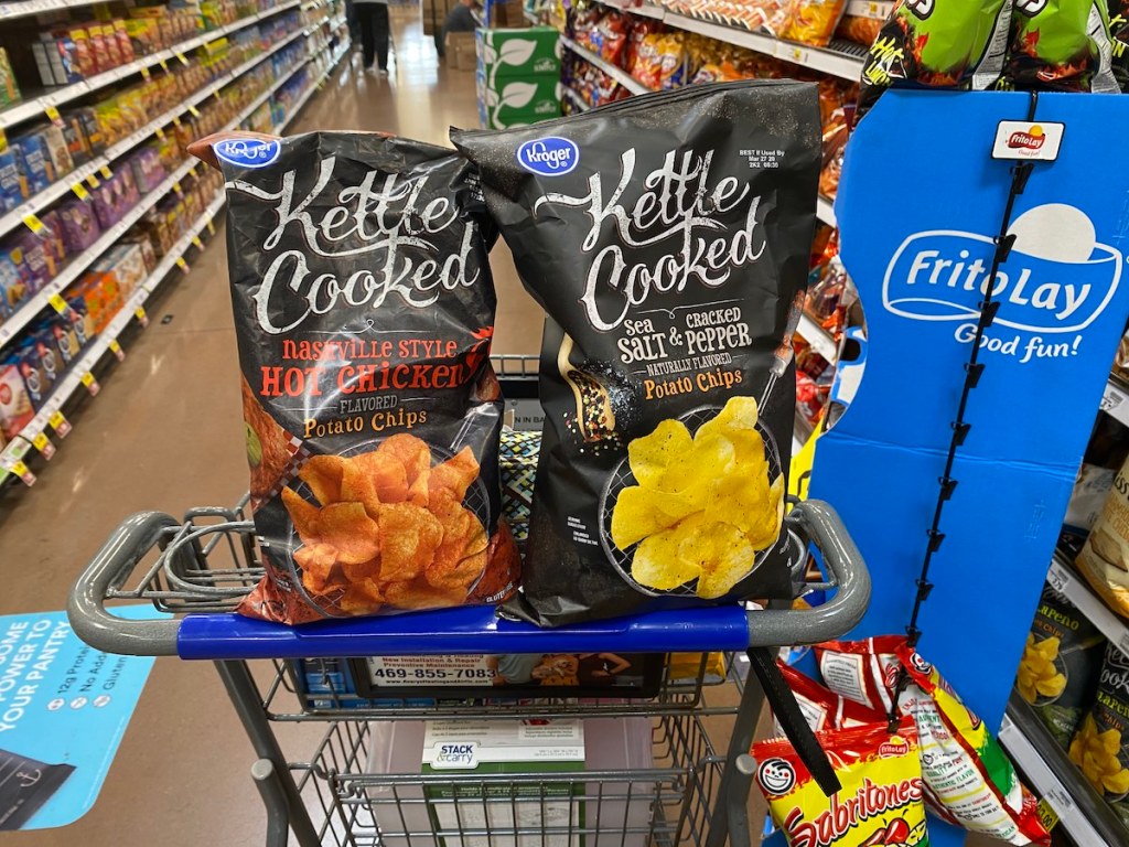 Kroger Kettle Cooked Chips in Kroger cart