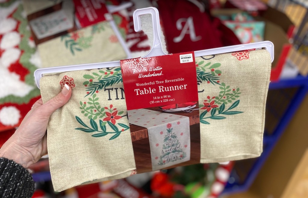 hand holding a Winter Wonderland Table Runner