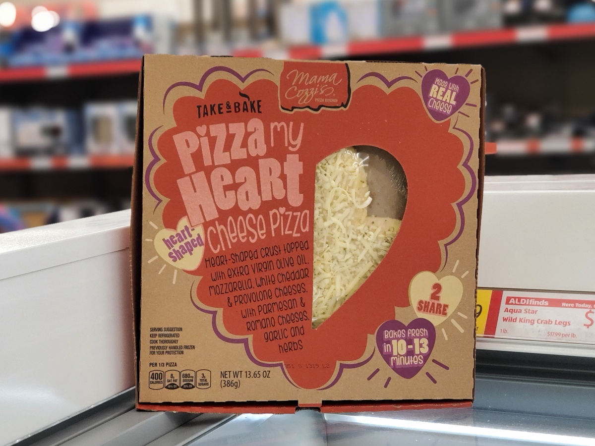 heart-shaped pizza at ALDI