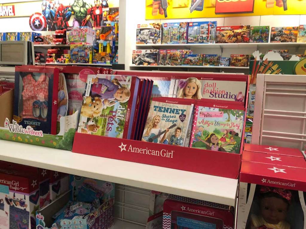 American Girl Books on a shelf in a store