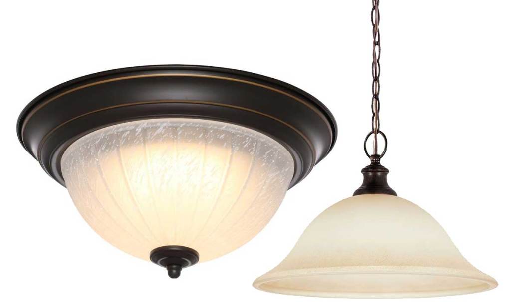 stock image of Progressive Lightning Antique Bronze Integrated LED Flush Mount and pendant light