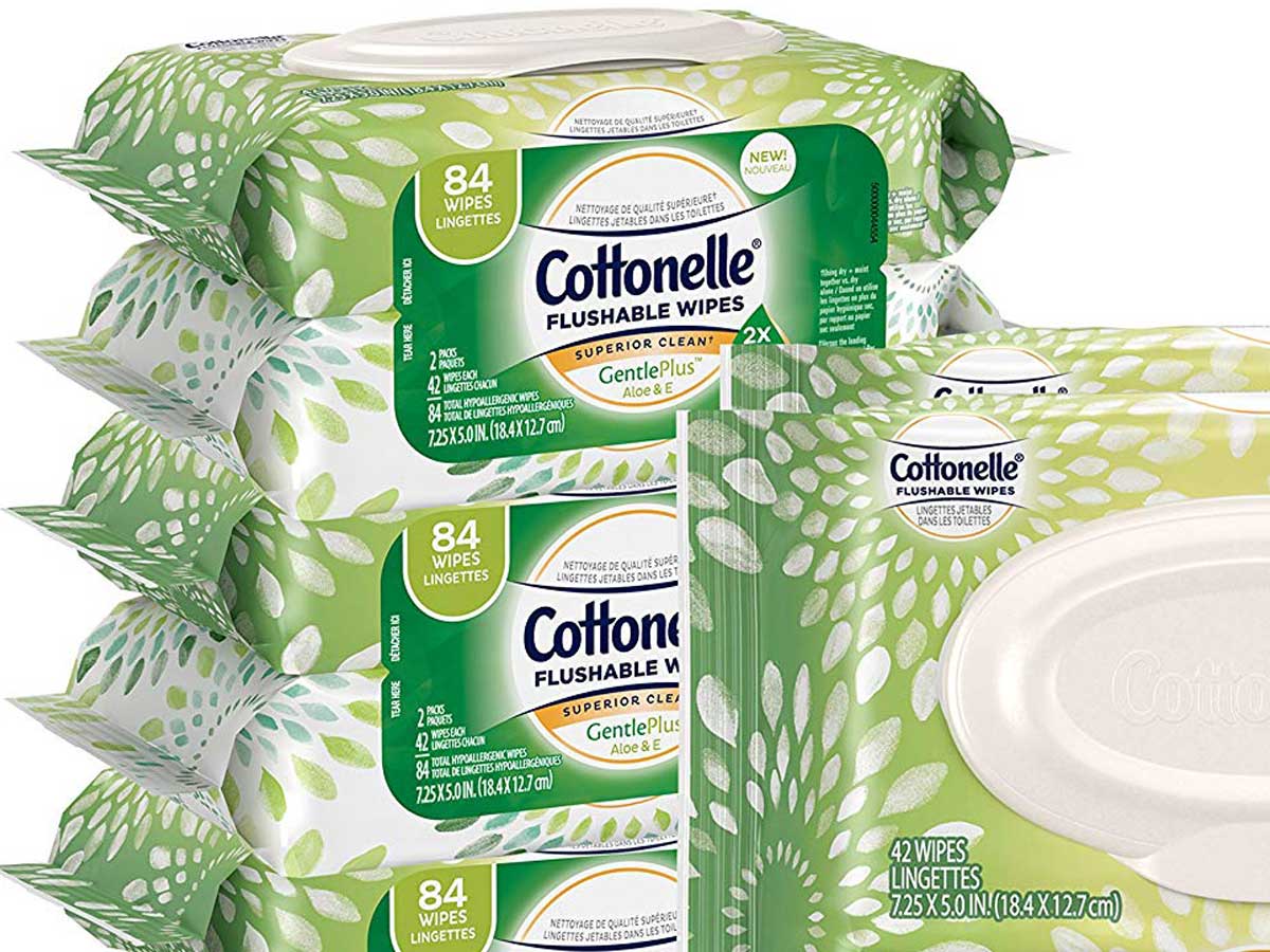 stock image of Cottonelle GentlePlus Flushable Wet Wipes with Aloe & Vitamin E 6-Pack