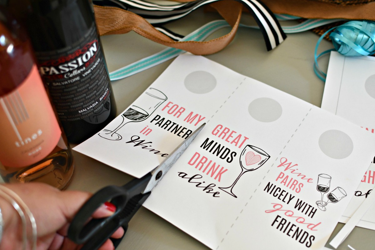 cutting printable wine gift tags