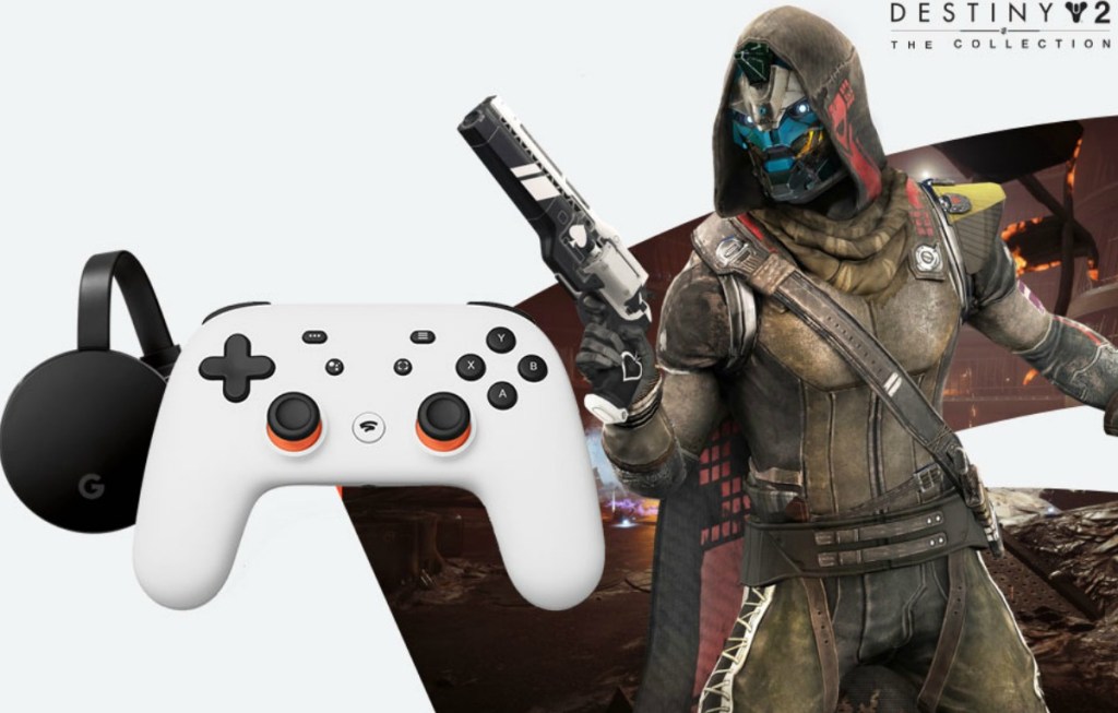 video game character in background with game controller in front