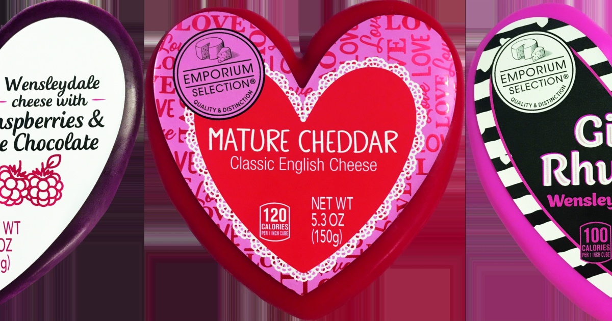 three heart-shaped cheeses from ALDI