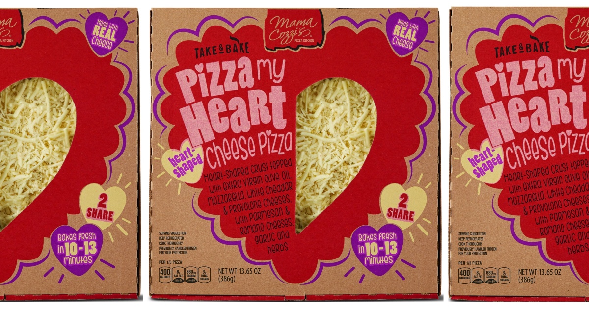 heart-shaped cheese pizza from ALDI