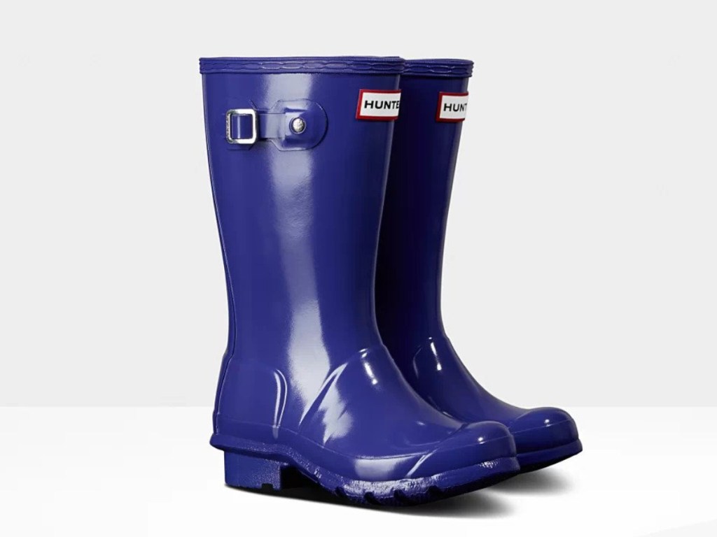 hunters Original Big Kids Gloss Rain Boots in blue Electric Storm