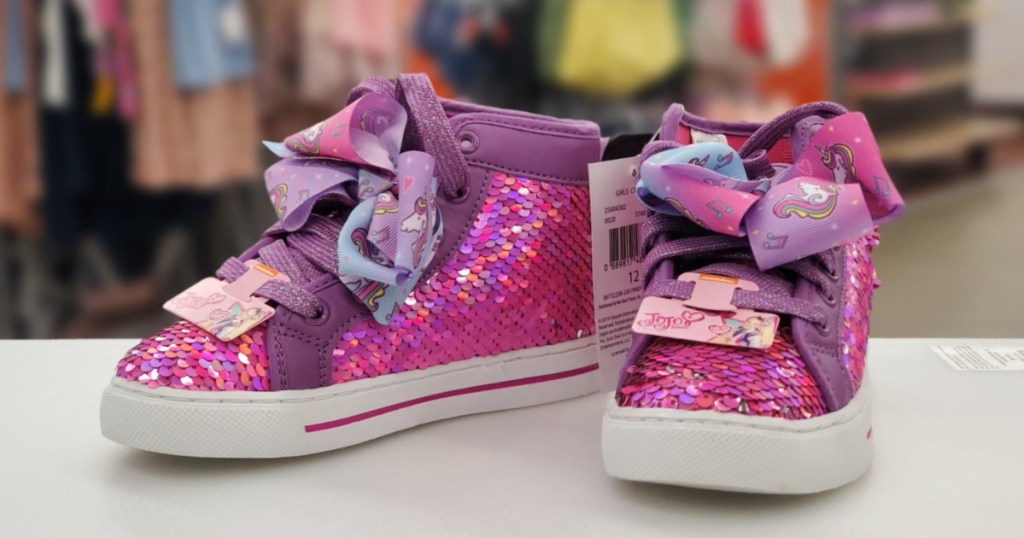 jojo siwa pink sequin shoes with unicorn bow