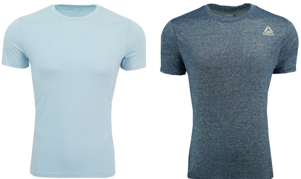 mens blue tee and blue reebok tee