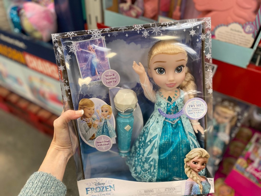 singing elsa held up in aisle at Sam's Club