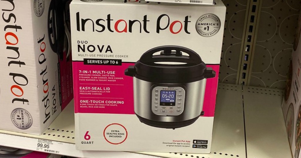 instant pot duo nova on a shelf in a store