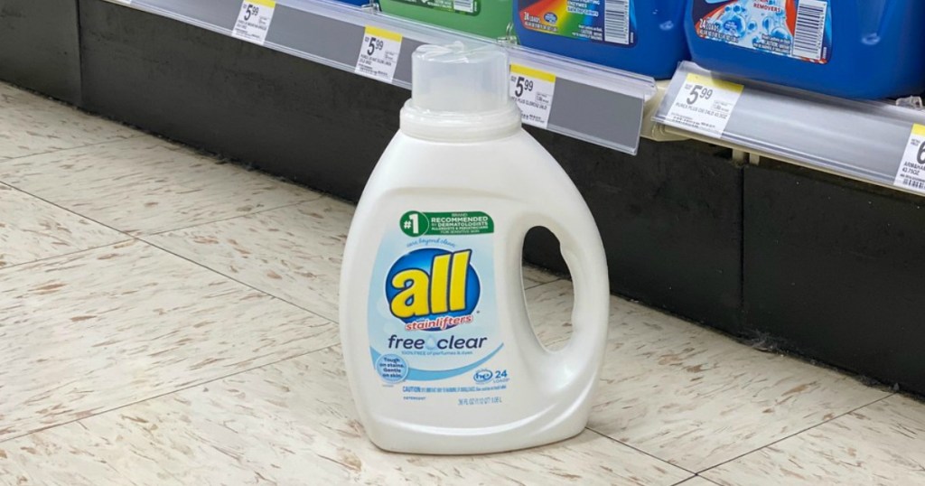 laundry detergent on the floor in a store