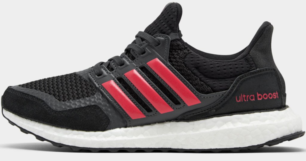 black and pink ultra boost running shoe