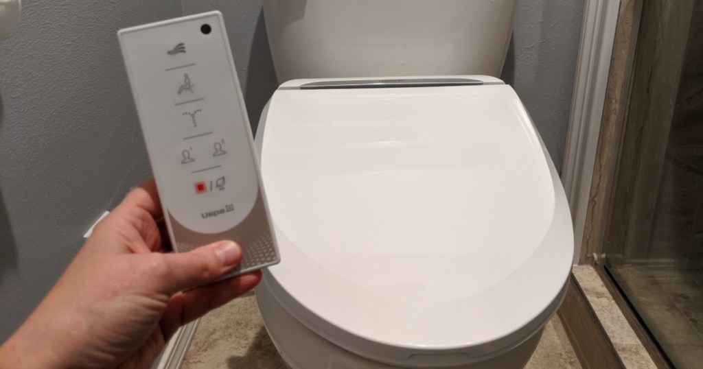 Bidet and remote in bathroom