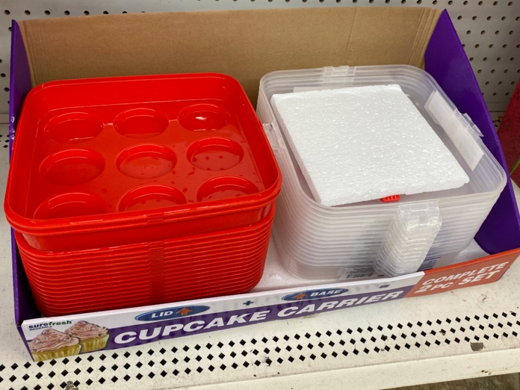 Cupcake Carrier Set on display in Dollar Tree