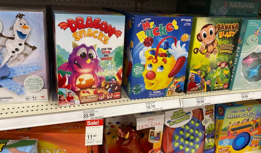 shelf of kids games at Target