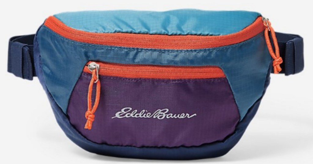 Eddie Bauer waistpack in purple blue and orange