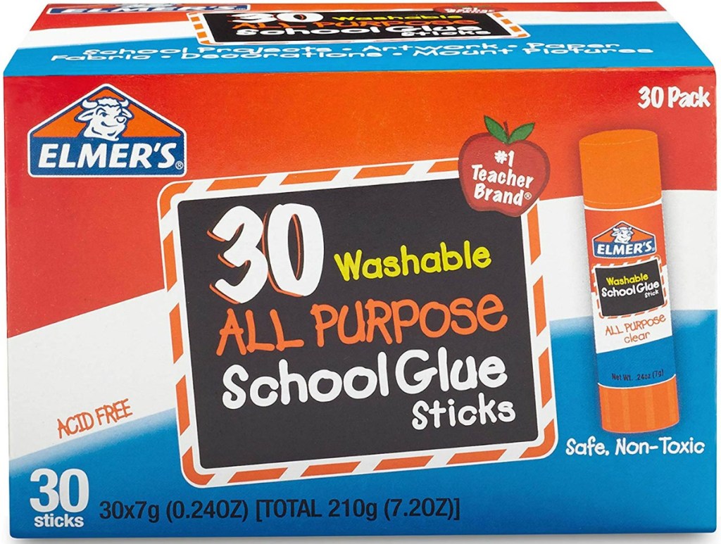 Extra large box of Elmer's school glue sticks