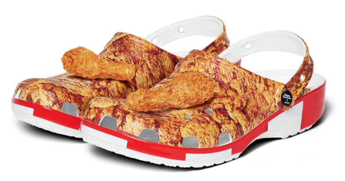 pair of Crocs with fried chicken design