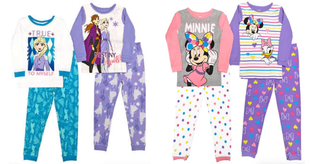 Disney Frozen and Minnie Mouse 4-Piece Kids Pajamas