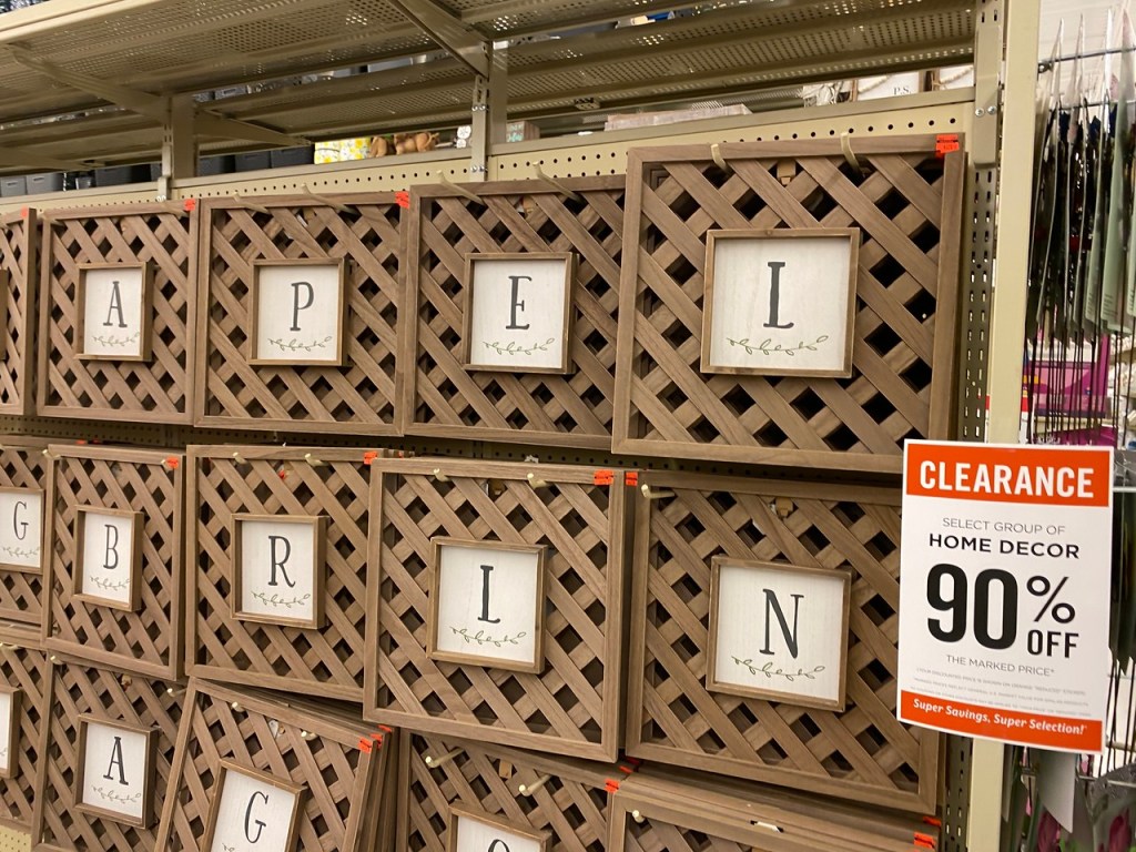 Lattice Work Letters hanging at Hobby Lobby