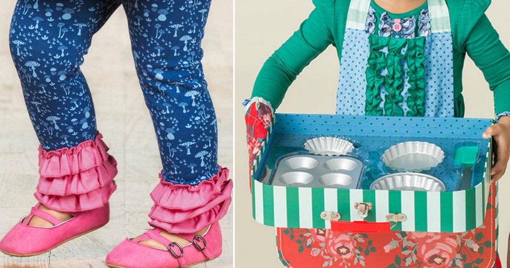 girls legs and a girl holding a box with cookie supplies