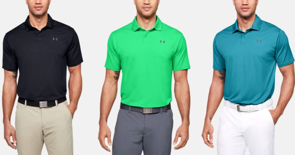 black, green, and blue Men's Under Armour Polos