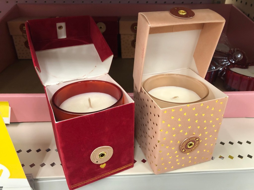 two Opalhouse Boxed Candles on shelf at Target