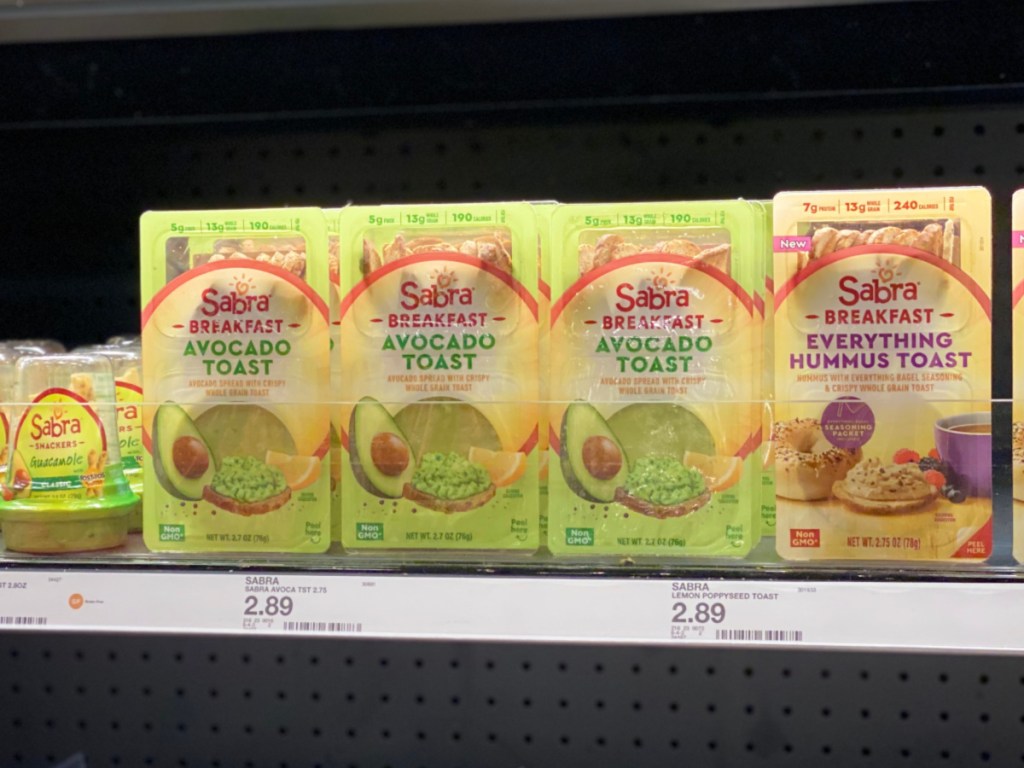 Sabra Avocado Toast on shelf at Target 