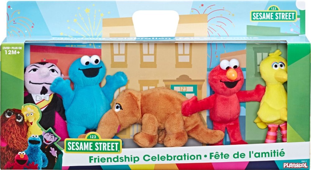 Sesame Street plush characters in a box