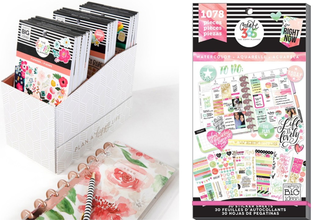 floral planner and water color