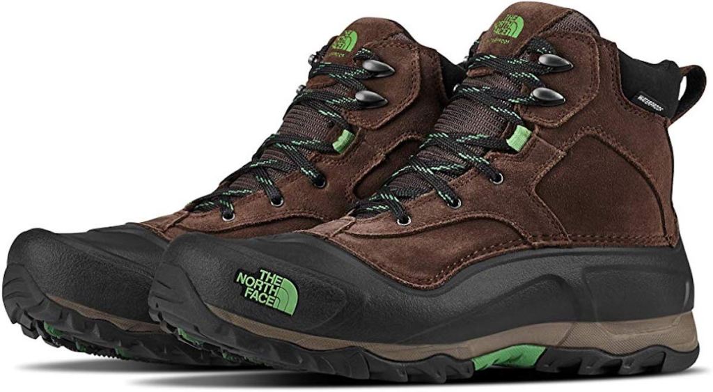 brown, black, and green The North Face Men's Snowfuse Waterproof Boot