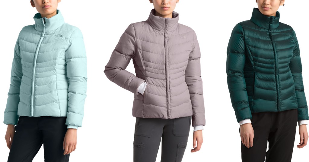 women wearing blue, mauve, and green The North Face Women's Aconcagua Jacket II