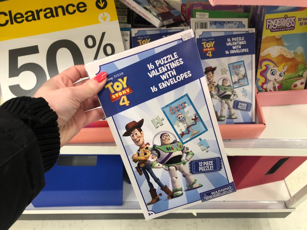 hand holding box of Toy Story 4 Valentine's