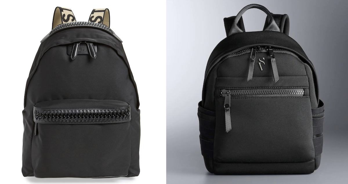 side by side stock photos of small black backpack 