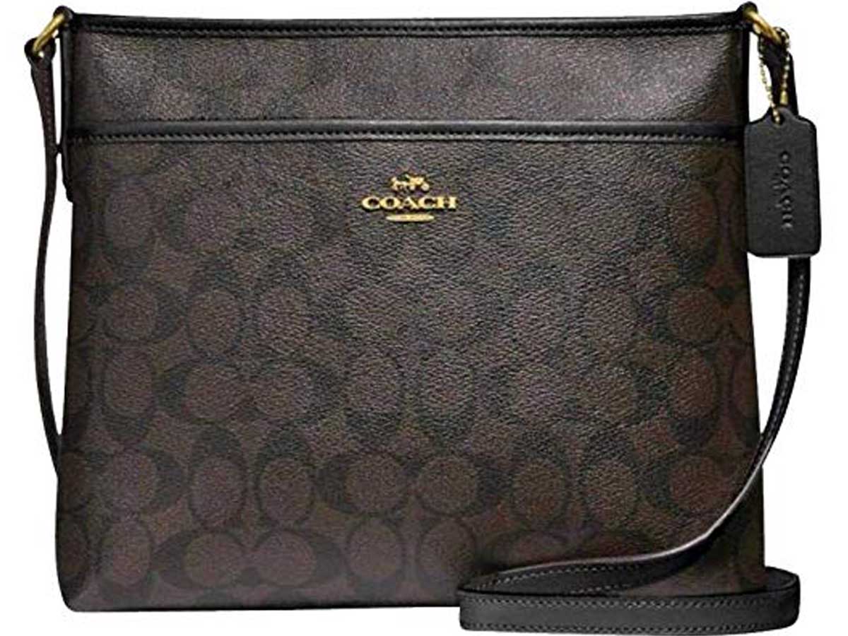 Coach Brown & Black Signature Canvas Crossbody Bag