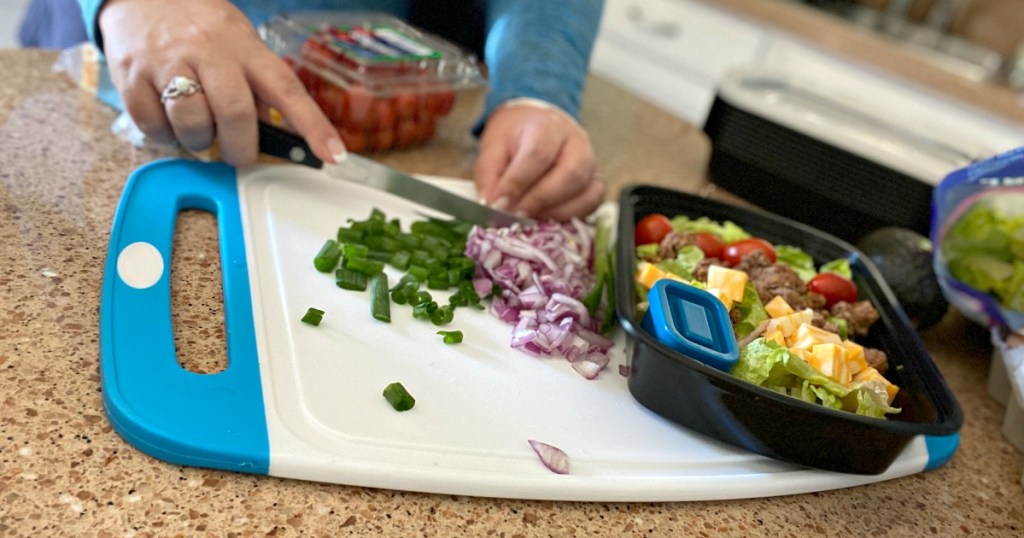 cutting veggies on a Gorilla Grip cutting board