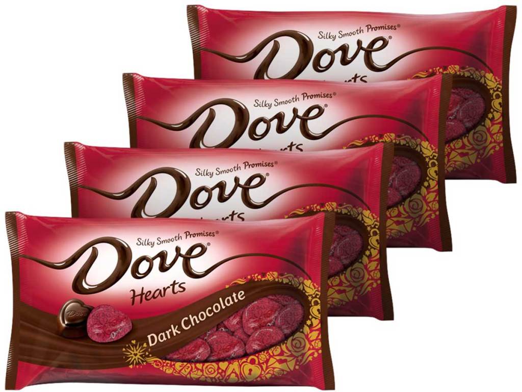 Dove Promises Valentine Dark Chocolate Candy Hearts 4-pack